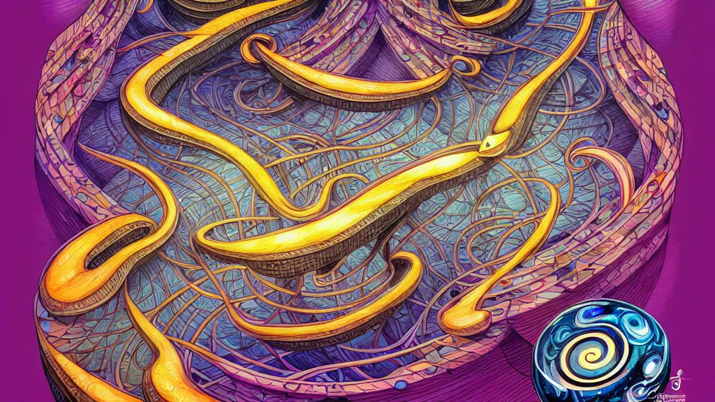 Image similar to twisted turn of fate abstraction, centered award winning ink pen illustration, isometric abstract illustration by dan mumford, edited by craola, technical drawing by joe fenton and tooth wu, tiny details by artgerm watercolor girl, symmetrically isometrically centered