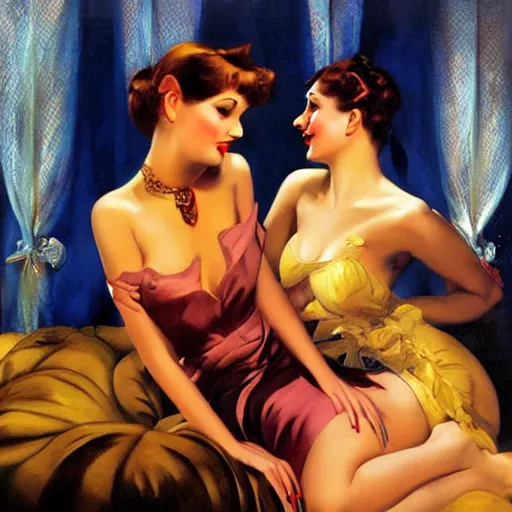 Image similar to best friends, painting by vargas, rolf armstrong