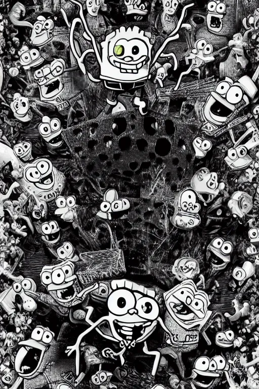 Spongebob, black, black and white, HD phone wallpaper