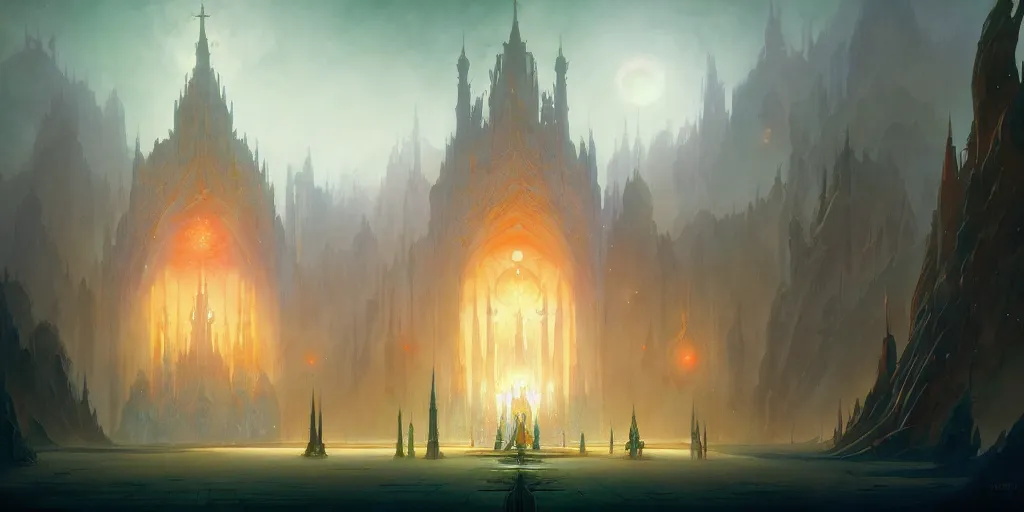 Image similar to The Astral Cathedral, by Peter Mohrbacher and Andreas Rocha and Craig Mullins