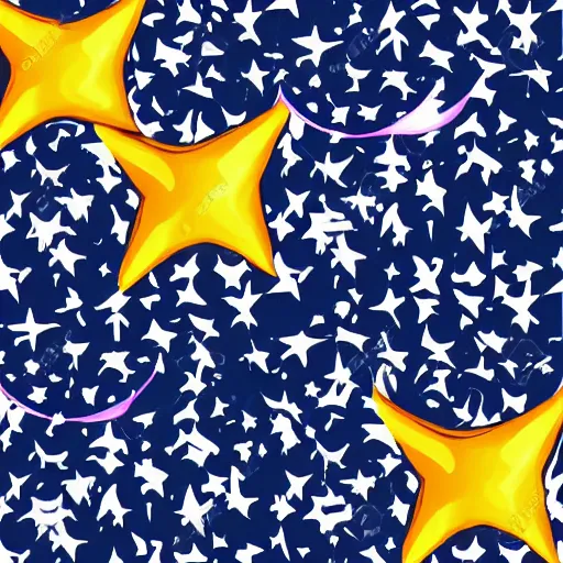 Image similar to a mystical pattern out of stars, the moon and the sun, border pattern, pattern, dark blue and white