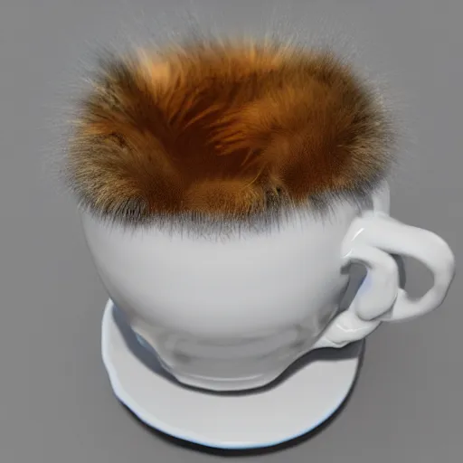 Prompt: cup covered in gazelle fur, hyperrealistic