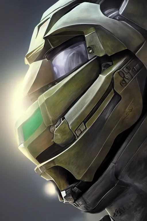 Image similar to robot ninja mask helmet halo master chief radiating a glowing aura global illumination ray tracing hdr fanart arstation by ian pesty and katarzyna da „ bek - chmiel