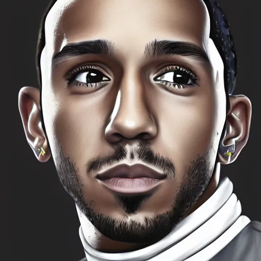 Prompt: portrait of lewis hamilton, digital art, realistic, detailed, artstation