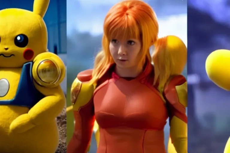 Image similar to samus aran as pikachu in the new live action pokemon movie