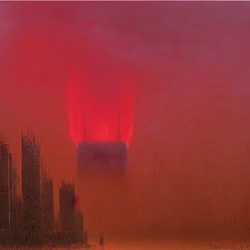 Prompt: a city being annihilated by nuclear hellfire, a nuclear blast, painted by zdzislaw beksinski, melancholy