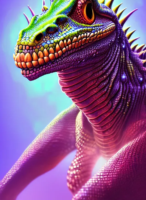 Image similar to studio portrait of lawful good colorful female divine mech lizard as absurdly beautiful, elegant, young pretty gravure idol, ultrafine hyperrealistic detailed face illustration by kim jung gi, irakli nadar, intricate linework, sharp focus, bright colors, matte, octopath traveler, final fantasy, unreal engine highly rendered, global illumination, radiant light, intricate environment