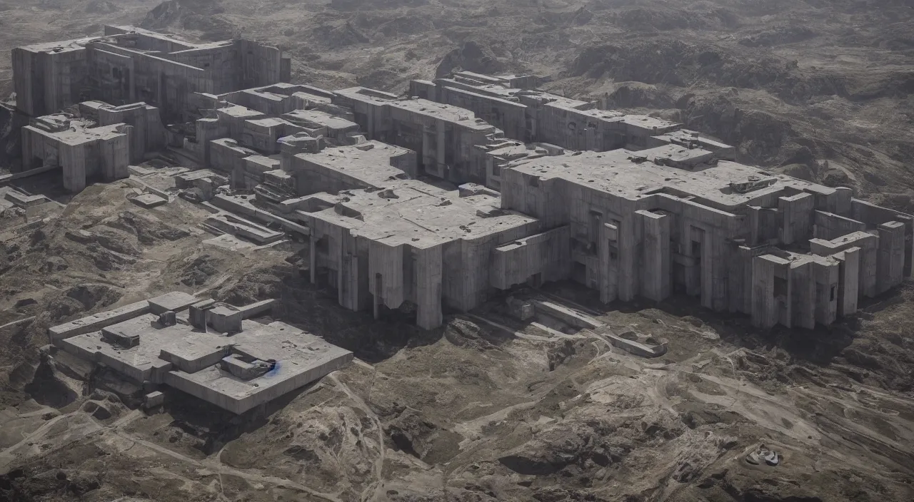 Prompt: big brutalist imperial military base on cliffs, drawing architecture, very long shot, imperial architecture in rogue one, pritzker architecture prize, brutalism architecture, jan urschel
