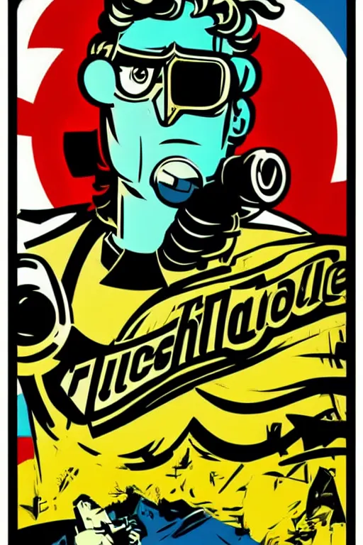 Image similar to fallout 7 6 retro futurist illustration art by butcher billy, sticker, colorful, illustration, highly detailed, simple, smooth and clean vector curves, no jagged lines, vector art, smooth andy warhol style