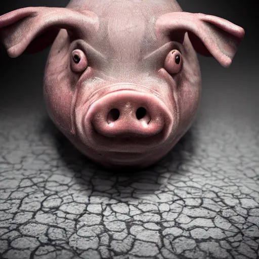 Image similar to a highly detailed realistic photographic render of a stillborn humanoid pig, swine infant, creepy, horror, horror scene, cinematic horror, creepy horror, scary scene, cinematic lighting, cinematic scene, Volumetric lighting, Atmospheric scene, Dark, Horror, Atmospheric lighting, Global illumination, realistic, photo realism, hyper realistic, hyper realism, photo realisitc, cinematic render, film, beautifully lit, ray traced, octane 3D render, octane render, unreal engine