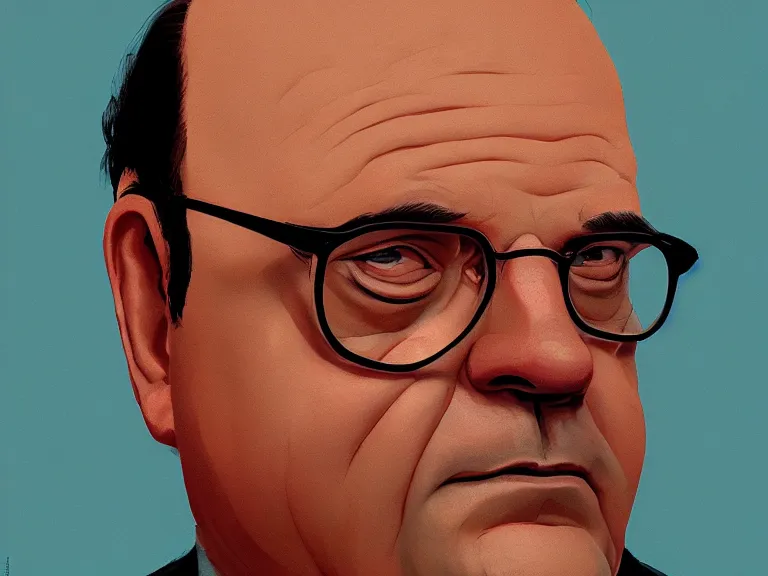 Prompt: a portrait of george costanza deep in thought, rule of thirds, digital painting, warm color scheme, dynamic lighting, octane, by sharandula and alice zhang and greg rutkowski, trending on artstation