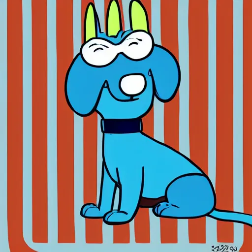 Image similar to steve on blues clues with a blue cartoon flat minimalist cartoon dog trending on artstation digital paint 4 k 8 k digital painting