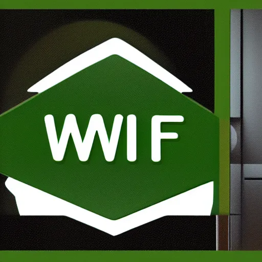 Prompt: a logo with the word Telework, high definition, dark green background, a laptop icon, wifi icon, clear font