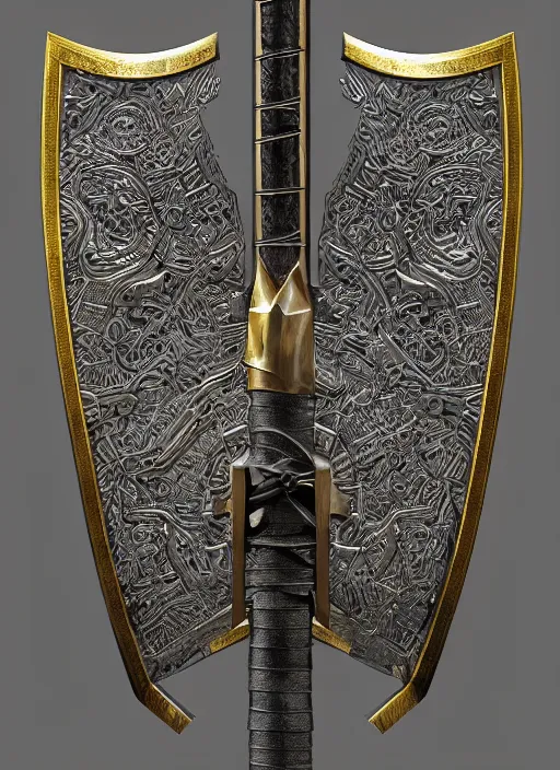 Image similar to hyper realistic glorious ancient katana sword in a obsidian metal armor, futuristic design, designed by makoto kobayashi and luca zampriolo, portrait, cyberpunk style, wood and gold details, intricate, extremely detailed, ornate, deep of field, hard surface, exoskeleton, substance designer metal unreal engine. amazing likeness. very detailed.