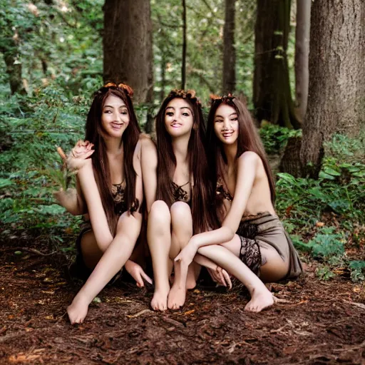 Image similar to madison beer the happy forest nymphs. 4k 8k photography