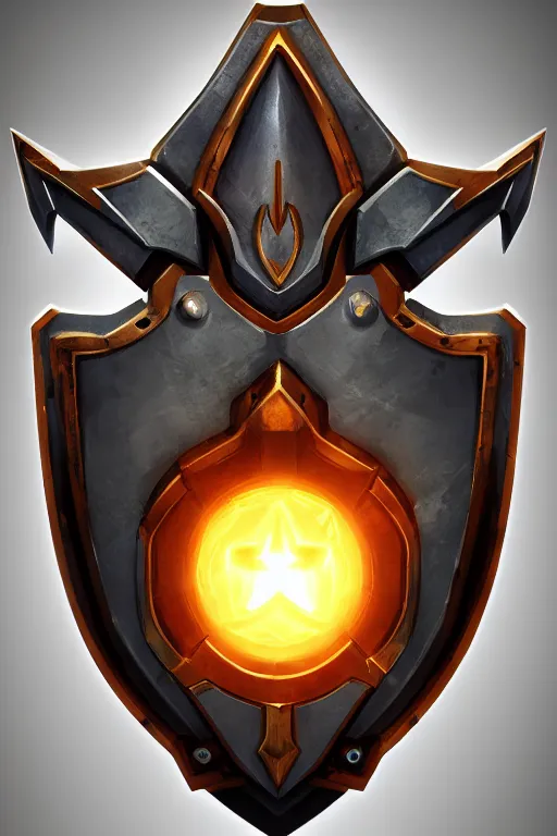 Image similar to shield fantasy epic legends game icon stylized digital illustration radiating a glowing aura global illumination ray tracing hdr fanart arstation by ian pesty and katarzyna da „ bek - chmiel