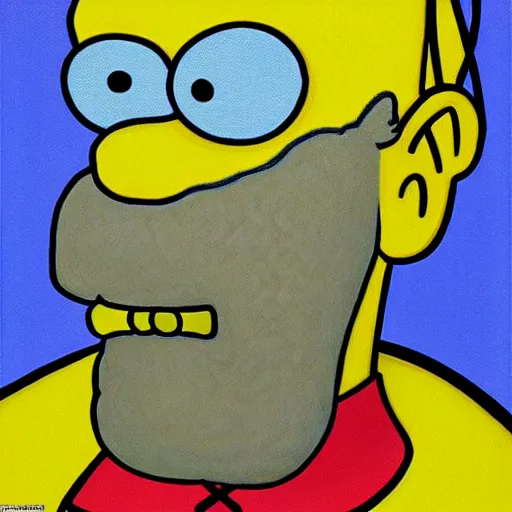 Image similar to portrait of homer simpson, mash - up between mc escher and vincent van gogh