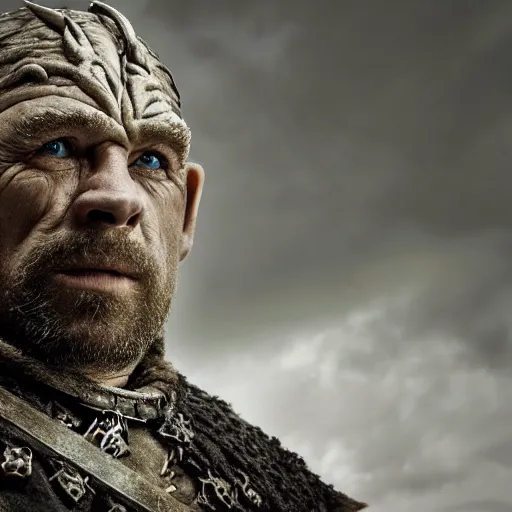 Prompt: medieval fantasy head and shoulders portrait from game of thrones of luke hemsworth as an orc swashbuckler, photo by philip - daniel ducasse and yasuhiro wakabayashi and jody rogac and roger deakins