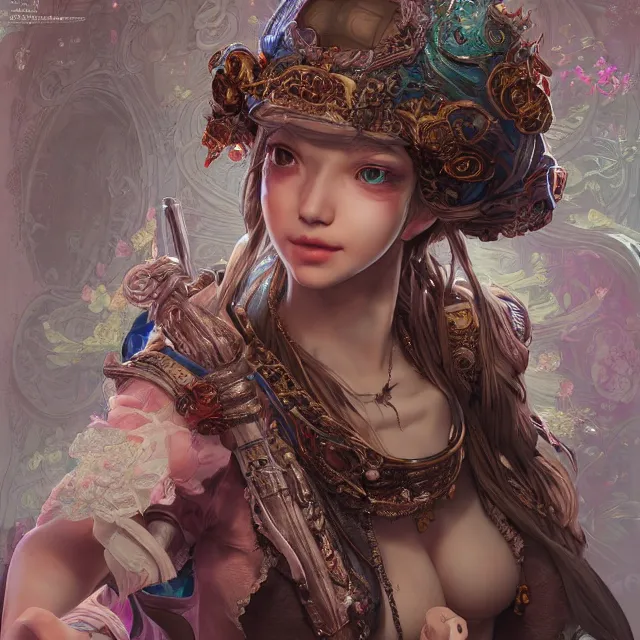 Prompt: studio portrait of neutral good colorful female cleric bard healer as absurdly beautiful, elegant, young skinny gravure idol, an ultrafine hyperdetailed illustration by kim jung gi, irakli nadar, intricate linework, super sharp focus, bright colors, octopath traveler, final fantasy, unreal engine 5 highly rendered, global illumination, radiant light, detailed and intricate environment