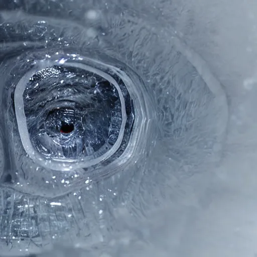 Image similar to see through clear sheet of ice sheet of ice in front of face behind ice 80mm eye close up