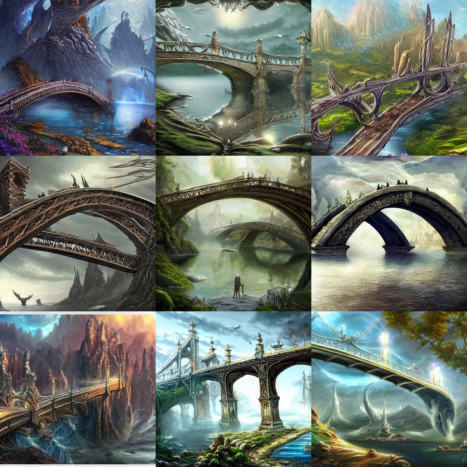 Prompt: epic bridge design, fantasy art, highly detailed