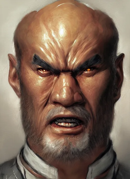 Image similar to Heihachi Mishima from Tekken, closeup character portrait art by Donato Giancola, Craig Mullins, digital art, trending on artstation