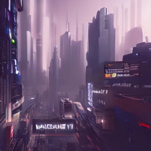 Prompt: a cyberpunk cityscape, unreal engine, trending on artstation, moody