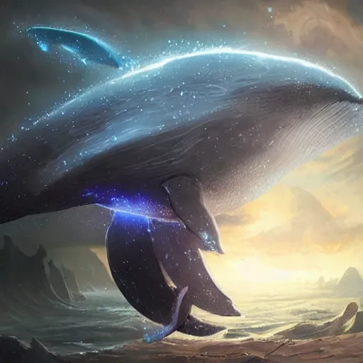 Prompt: space magical whale with multiple eyes, eyes!, eyes!, eyes!, eyes!, eyes!, eyes, galaxy whale, epic fantasy style art, galaxy theme, by Greg Rutkowski, hearthstone style art, 99% artistic