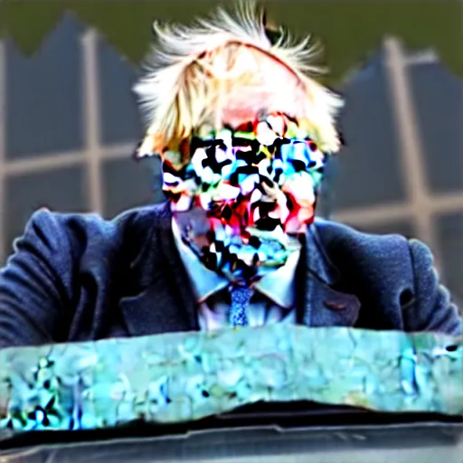 Image similar to A long shot of Boris Johnson in a tank, 4k, ultra HD