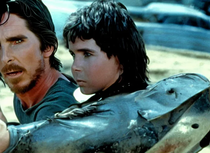 Image similar to film still of Christian Bale as Max in Mad Max 1979