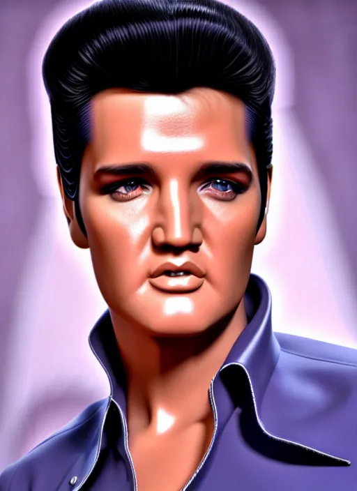 Prompt: photo of a elvis presley, professionally retouched, soft lighting, realistic, smooth face, full body shot, torso, dress, perfect eyes, sharp focus on eyes, 8 k, high definition, insanely detailed, intricate, elegant, art by artgerm and j scott campbell