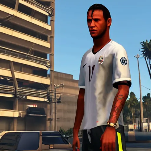 Image similar to character screenshot of neymar in grand theft auto, gta v