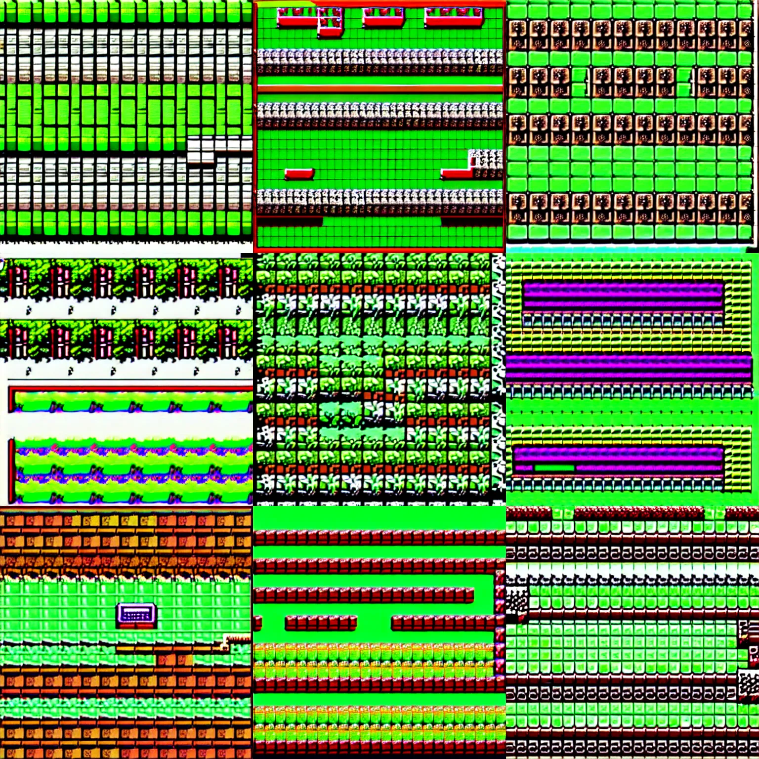 Prompt: pixelart tileset of a plant for a snes game, super nintendo, pixelart, 2 5 6 colors