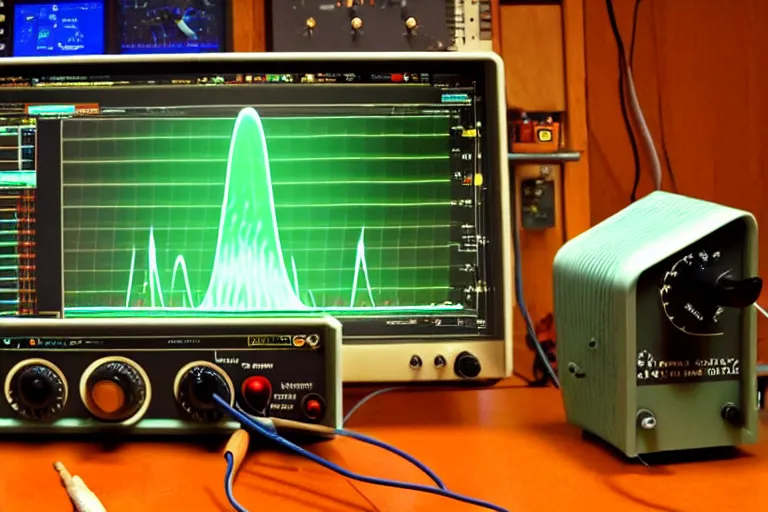 Prompt: an oscilloscope shaking a sound wave, wiggling a weasel, a stoat sinusoid spectacle : the wiggle and the wave