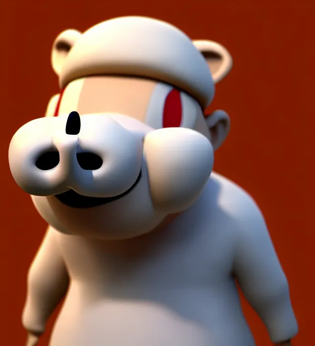 Image similar to studio 3 d render of a capybara mario character, white background, perfectly shaded, trending on artstation, octane render, unreal engine 5 render