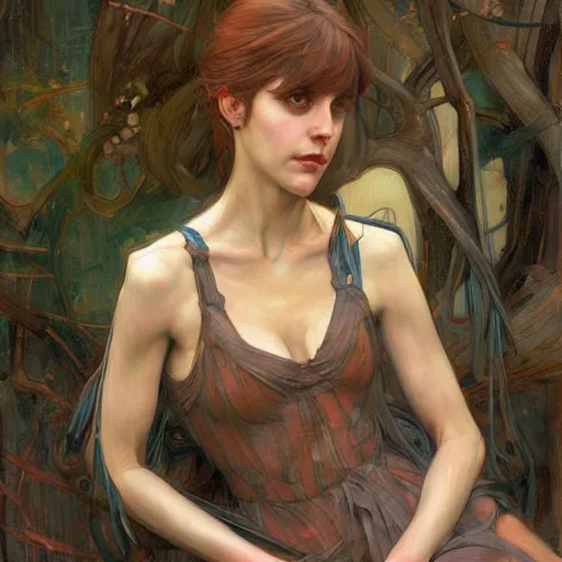 Image similar to a painting in the style of charlie bowater, and in the style of donato giancola, and in the style of john william waterhouse.