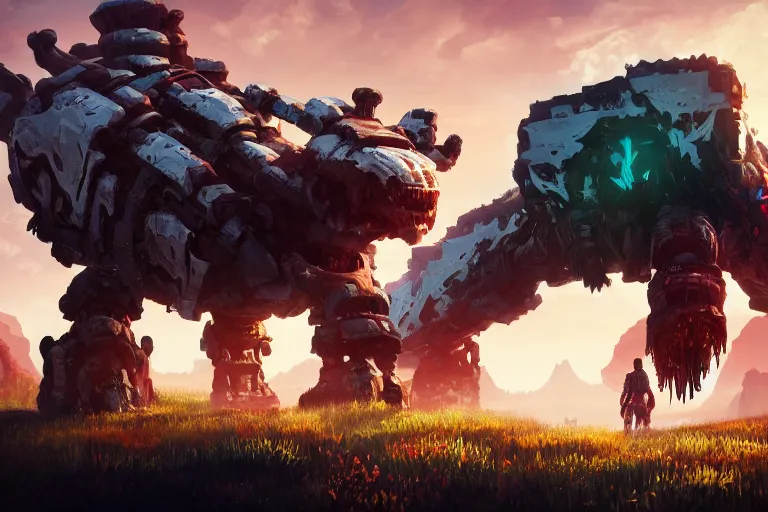 Image similar to tremortusk machine mecanical creature robot of horizon forbidden west horizon zero dawn bioluminiscence global illumination ray tracing hdr fanart arstation by ian pesty and alena aenami artworks in 4 k