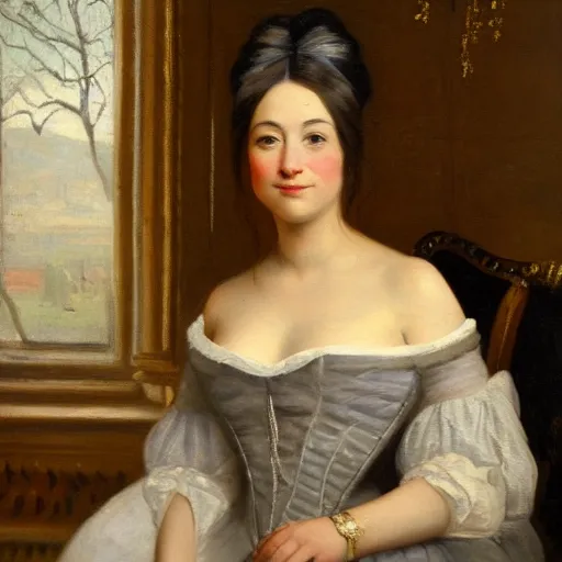 Image similar to a portrait of remy lacroix in an 1 8 5 5 painting by elisabeth jerichau - baumann. painting, oil on canvas