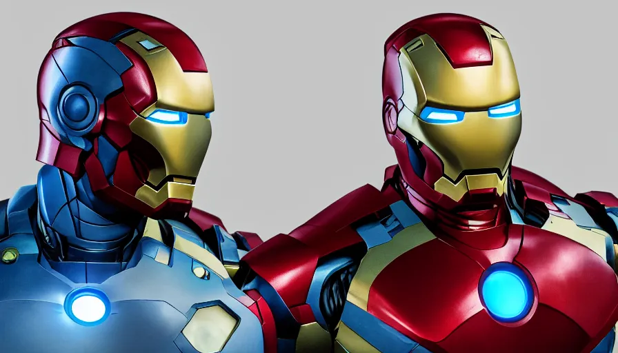 Prompt: hand painted bust of tom cruise as iron man in blue armor, hyperdetailed, artstation, cgsociety, 8 k