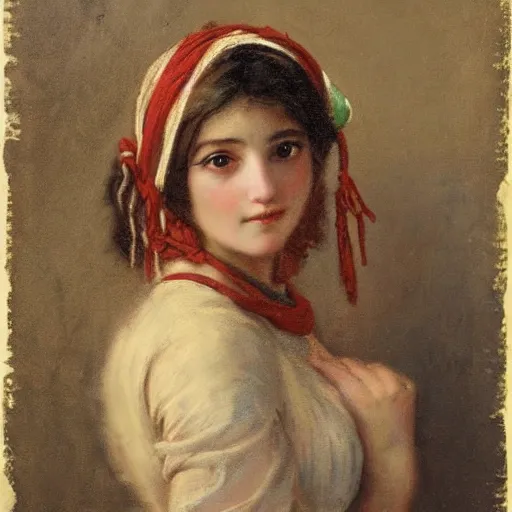 Image similar to orientalism portrait of a cute young woman with twin tails by Edwin Longsden Long and Theodore Ralli and Nasreddine Dinet and Adam Styk masterful intricate artwork