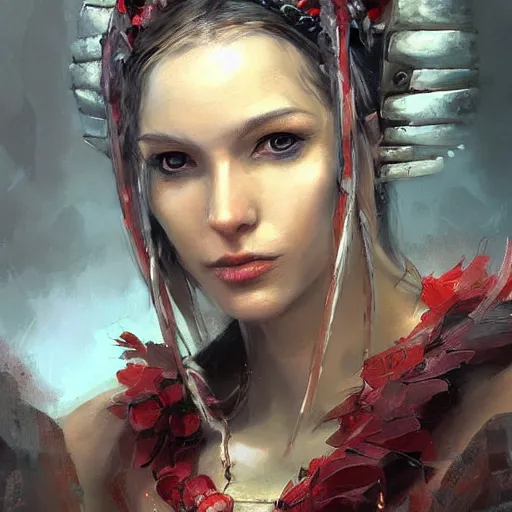 Prompt: a beautiful painting of a nord woman, by raymond swanland and jia ruan, featured on artstattion