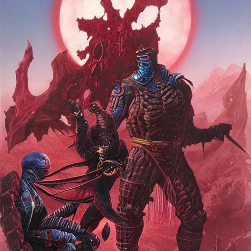 Image similar to Mortal Kombat cover art by Wayne Barlowe