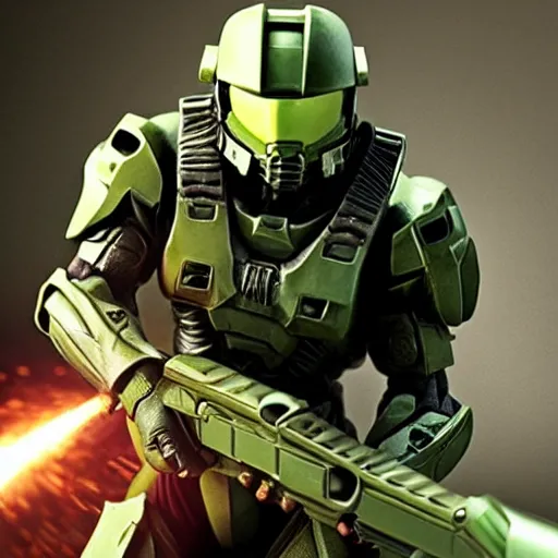 Image similar to Master chief using a crowbar