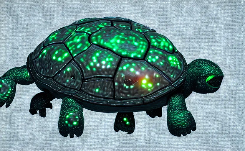 Prompt: Artificial Intelligence turtle with its shell made out of modular synth dials and knobs, sleek design, studio lighting, octane render, 4k, high quality photo