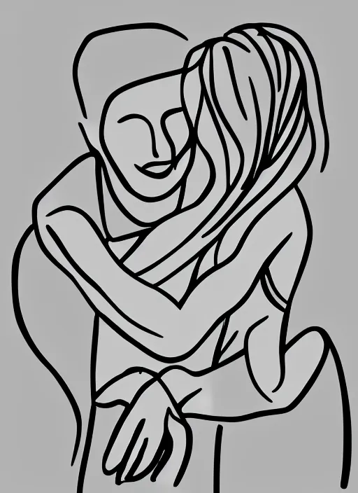 Image similar to Continuous one line drawing. Loving couple woman hugging man. Vector illustration