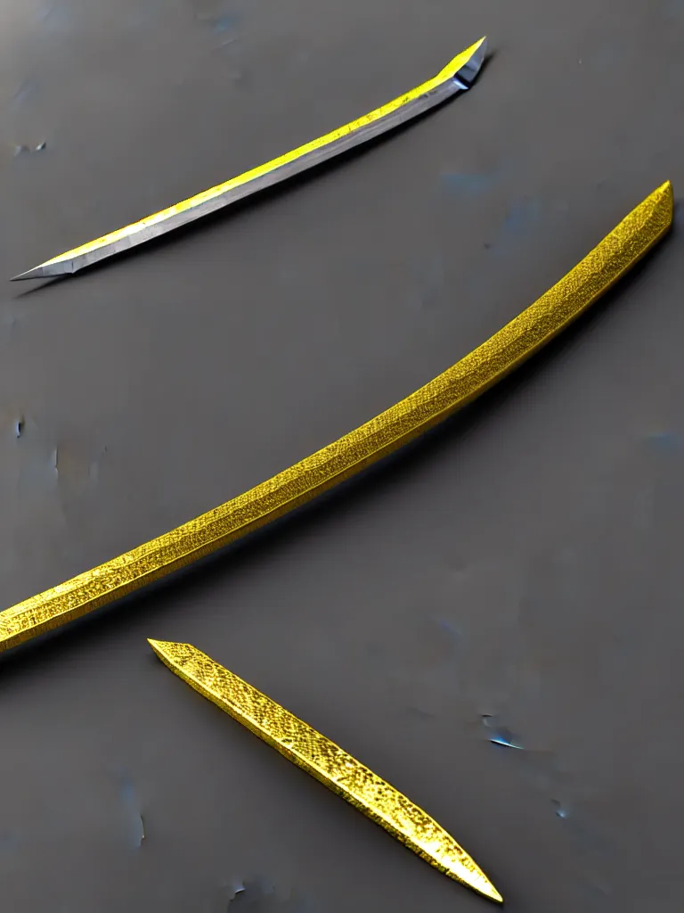 Prompt: magic long sword, proportional image, runed, black background, 3 d octane render, blade, sharp, gold, gems, cryptoblades