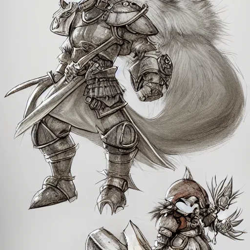 Image similar to heroic character design of anthropomorphic beaver, whimsical beaver, portrait of face, holy crusader medieval, final fantasy tactics character design, character art, whimsical, lighthearted, colorized pencil sketch, highly detailed, Akihiko Yoshida,