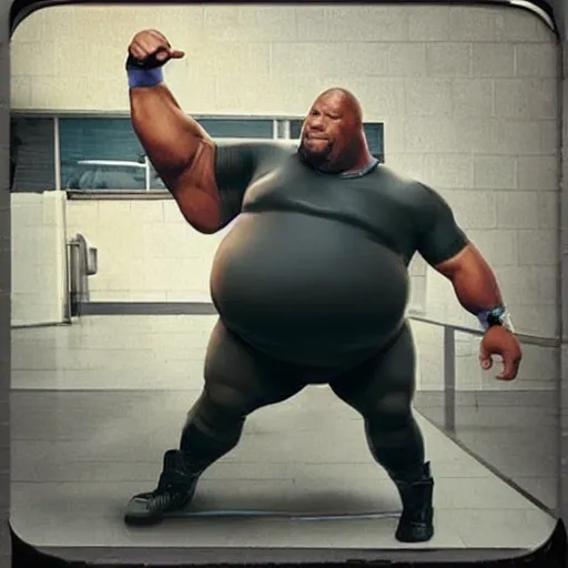 Prompt: fat dwayne the rock jhonson