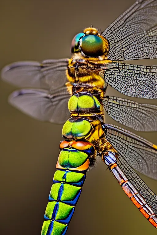 Prompt: a macro photograph of a dragonfly by adam gor, 8 k