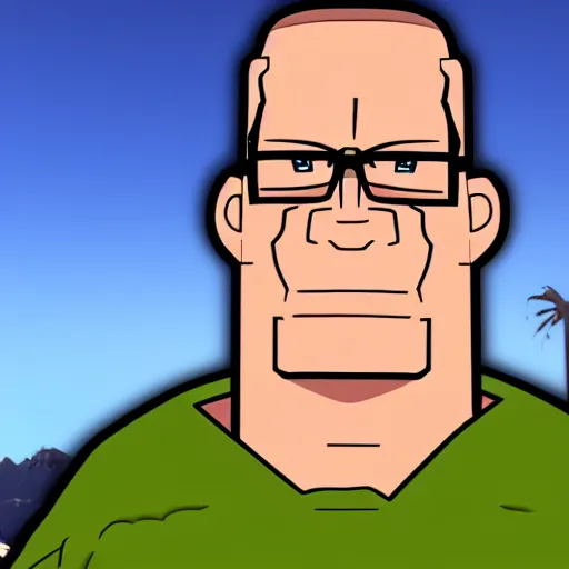 Image similar to hank hill in fortnight, 4 k, hyper realistic, dslr, high resolution, landscape, beautiful, game screenshot